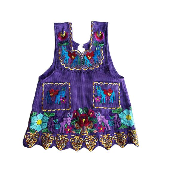 Mexican Folkloric apron embroidered  one of a kind mexico todo corazon - Picture 12 of 13